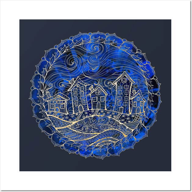 Blue Happy Homes Wall Art by Heartsake